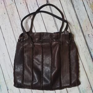 Vintage Italian Brown Calf Leather Patchwork Errelleventidue Purse